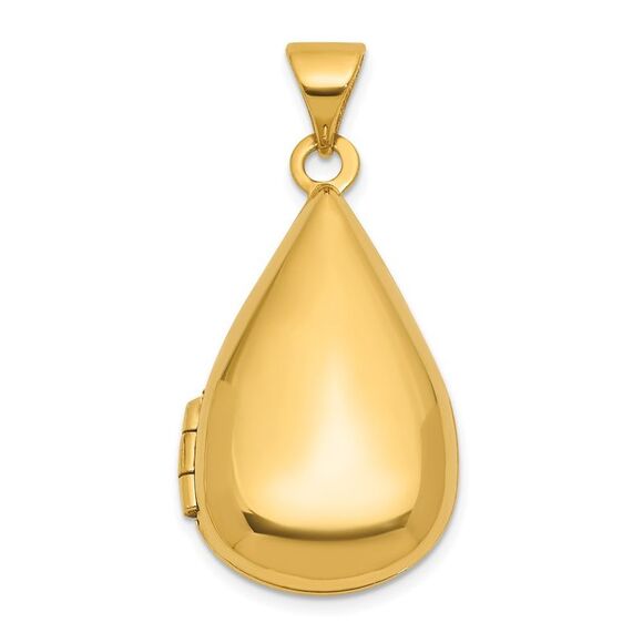 Kazi Luxury 14k Yellow Gold Polished 21x13mm Teardrop Shaped Locket